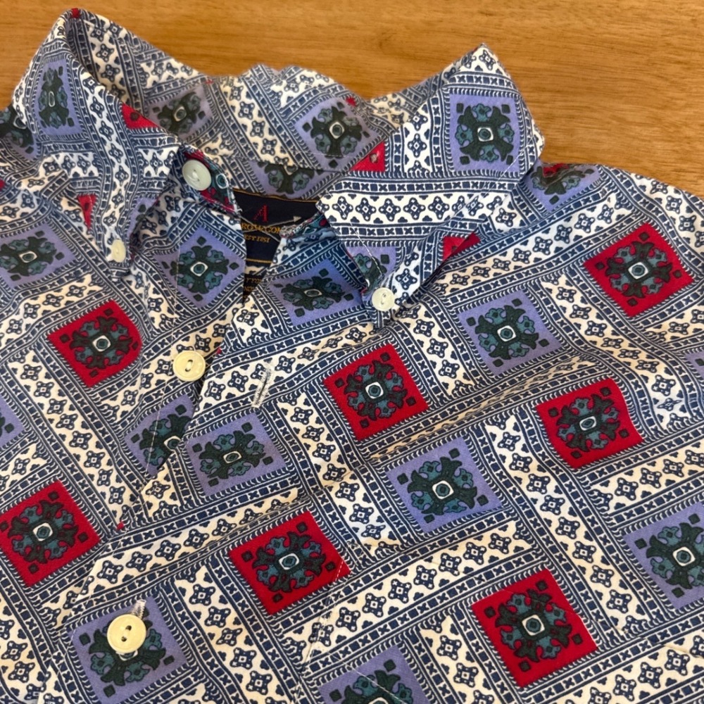 The Arrow Company Mens Geometric‎ Tile Print Short Sleeve Button Down Shirt L